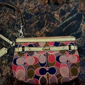 Multicolored Coach Clutch/ Wristlet